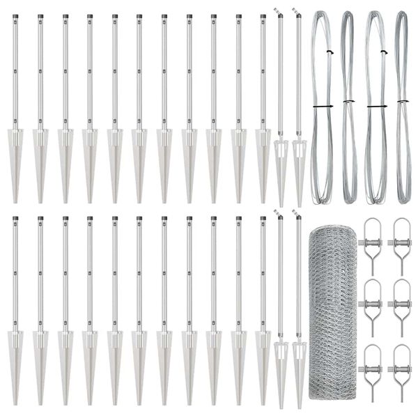 vidaXL Słupek ogrodzeniowy. Srebrny 50 x 0,5 m (siatka 25 mm) Stal