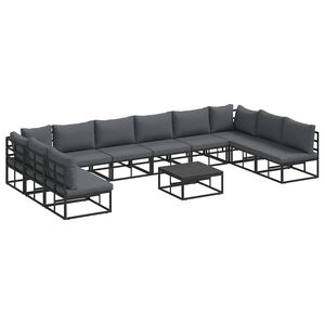 vidaXL Zestaw Sof na Ogr&oacute;d z poduszką 11 pcs Czarny Aluminium