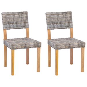 vidaXL Krzesło jadalniane 2 pcs Kubu Szary 46 x 55 x 84 cm Rattan Kubu