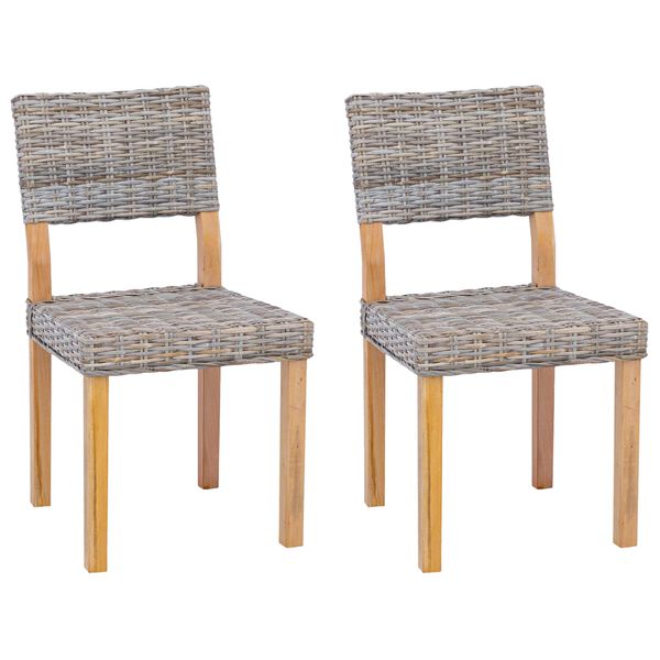 vidaXL Krzesło jadalniane 2 pcs Kubu Szary 46 x 55 x 84 cm Rattan Kubu