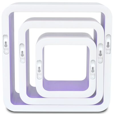 3 biało fioletowe półki ozdobne MDF Cube