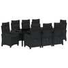 vidaXL Zestaw do jadalni w ogrodzie z poduszką 9 pcs Czarny polirattan