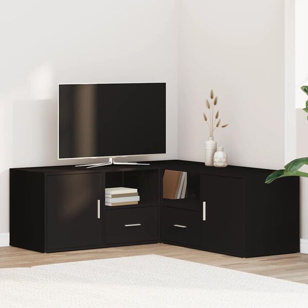 vidaXL Szafka narożna, czarna, 200x40x45 cm, materiał drewnopochodny