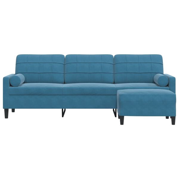 vidaXL 3-osobowa sofa z podn&oacute;żkiem, niebieska, 210 cm, aksamit