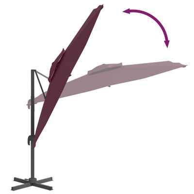 vidaXL Wiszący parasol z podwójną czaszą, bordowy, 400x300 cm
