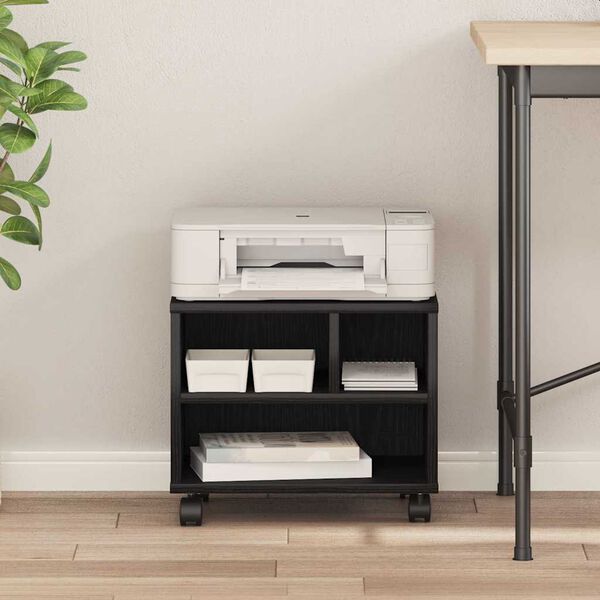 vidaXL Stojak na drukarkę Czarny Dąb 41 x 32 x 34,5 cm