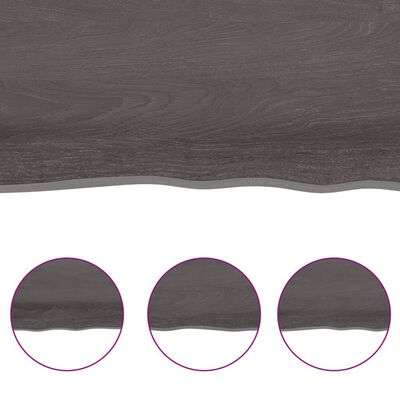 vidaXL Blat stołu, ciemnobrązowy, 60x40x(2-6) cm, lite drewno dębowe