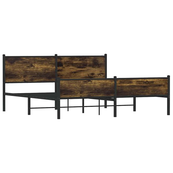 vidaXL Metalowa rama ł&oacute;żka, bez materaca, przydymiony dąb, 160x200 cm