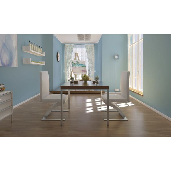 vidaXL Krzesła stołowe, 2 szt., białe, obite sztuczną sk&oacute;rą