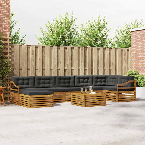 vidaXL Zestaw sof na zewnątrz z poduszką 8 pcs Naturalny i Antracytowy