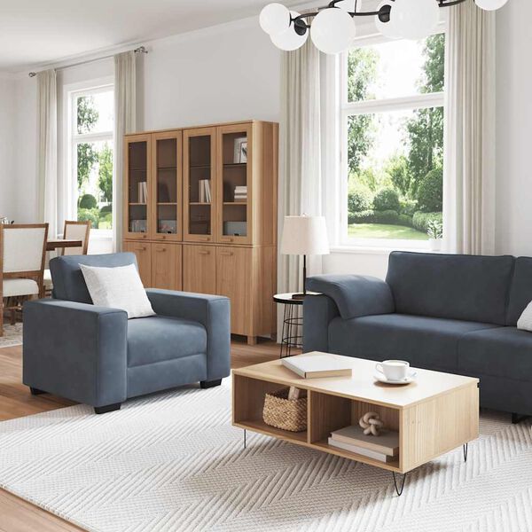 vidaXL 3-cz. komplet wypoczynkowy z poduszkami, ciemnoszary, aksamit