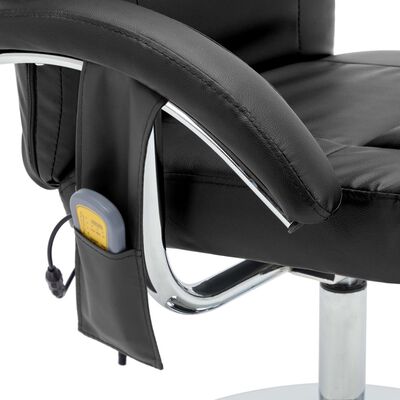 vidaXL Fotel do masażu z podnóżkiem, regulowany, czarny, ekoskóra