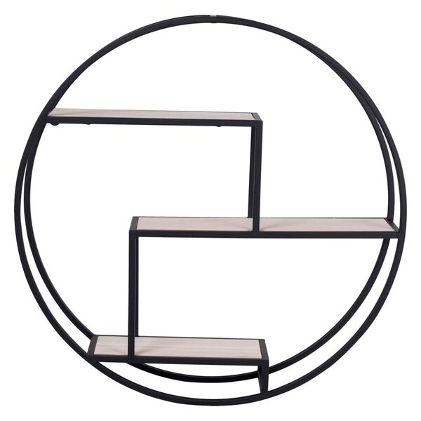 House Nordic P&oacute;łka ścienna Isa, okrągła, czarny i kolor drewna