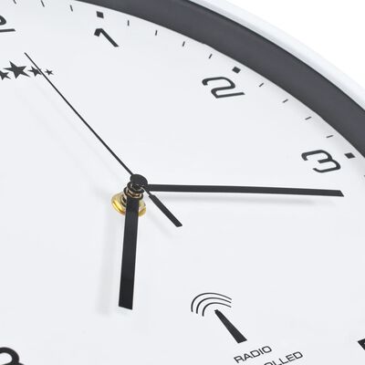 vidaXL Sterowany radiowo zegar z mechanizmem kwarcowym, 31 cm, biały