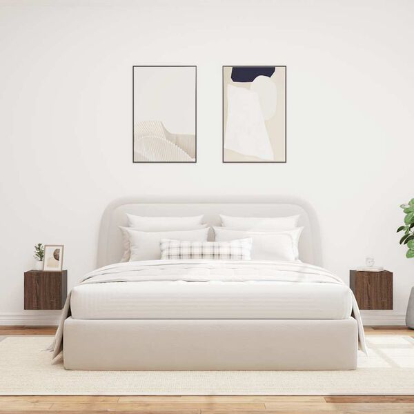 vidaXL Ścienne szafki TV z LED, 2 szt., brązowy dąb, 30,5x35x30 cm