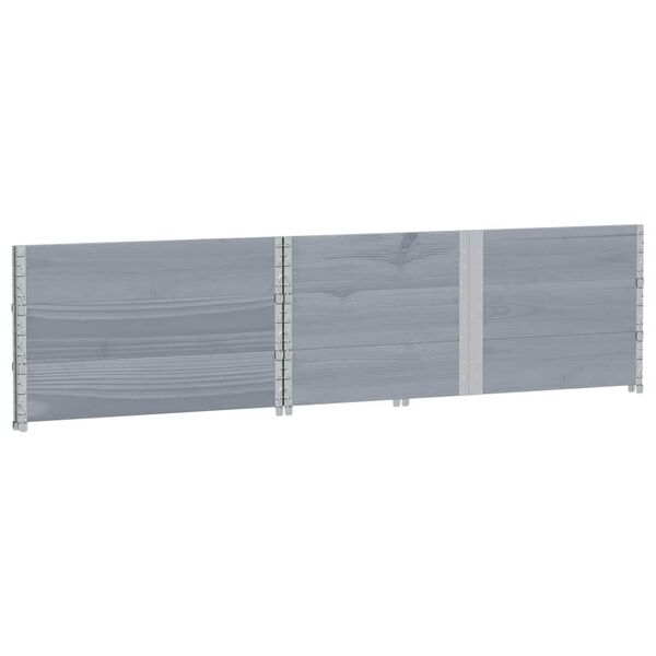 vidaXL Nadstawki paletowe, 3 szt., szare, 150x100 cm, drewno sosnowe