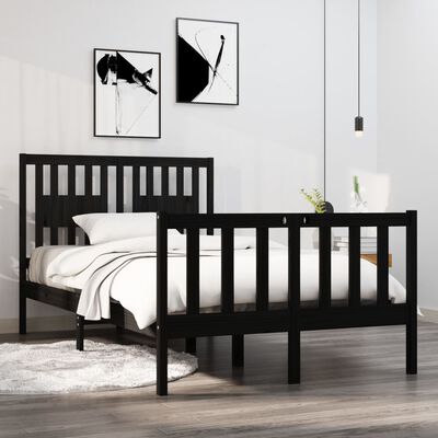 vidaXL Rama łóżka, czarna, lite drewno, 120x190 cm, podwójna