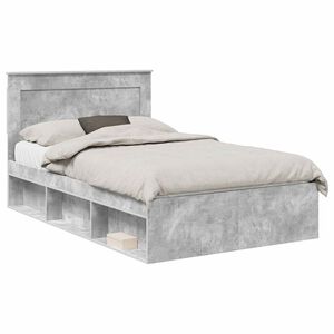 vidaXL Ramka ł&oacute;żka Gładki Szary beton 135 x 190 cm Lite drewno sosnowe