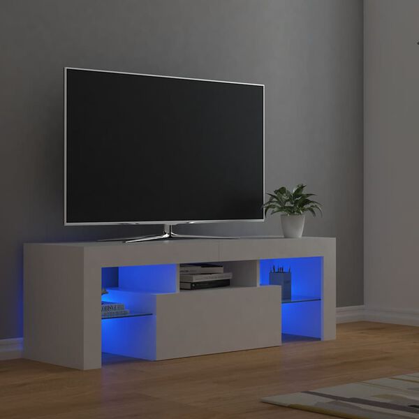 vidaXL Szafka pod TV z oświetleniem LED, biała, 120x35x40 cm