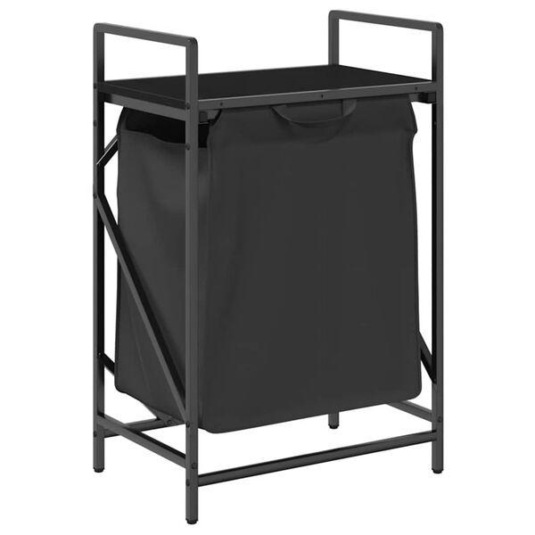 vidaXL Kosz na pranie 1 komora z półką, czarny dąb