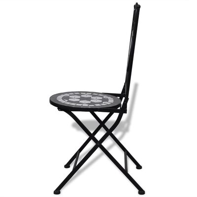 vidaXL Składane krzesła bistro, 2 szt., ceramiczne, czarno-białe
