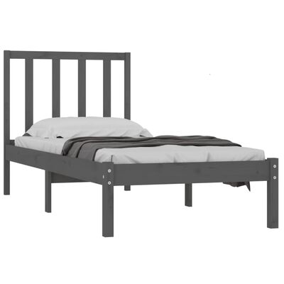 vidaXL Rama łóżka, szara, lite drewno sosnowe, 90x190 cm, pojedyncza