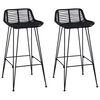 vidaXL Stołek barowy 2 pcs Czarny 44 x 46 x 91 cm Rattan i Stal