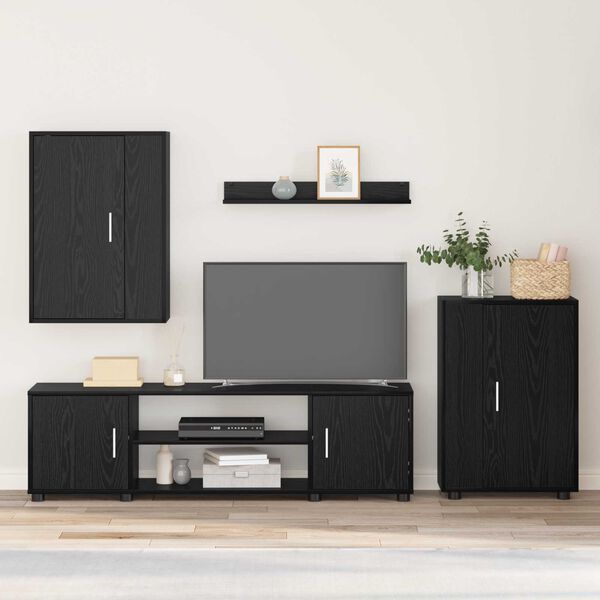 vidaXL Zestaw szafek RTV 4 pcs Czarny Dąb Materiał drewnopochodny