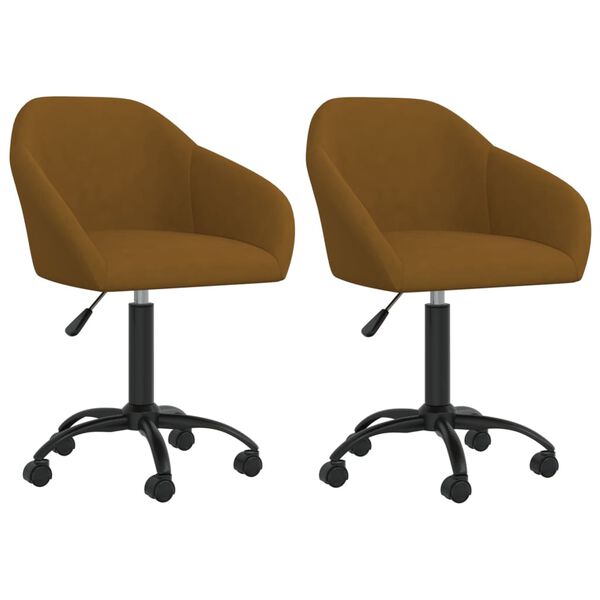 vidaXL Obrotowe krzesła stołowe, 2 szt., brązowe, aksamitne