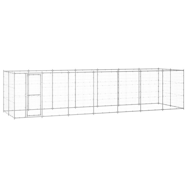 vidaXL Kojec zewnętrzny dla psa, stal galwanizowana, 16,94 m&sup2;