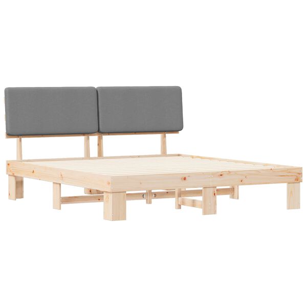 vidaXL Ramka ł&oacute;żka z tapicerowanym wezgłowiem Jasnoszary 180 x 200 cm