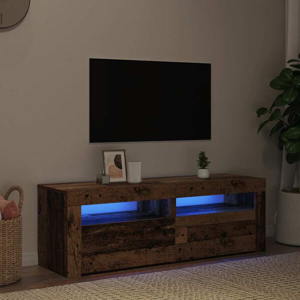 vidaXL Szafka pod TV z oświetleniem LED, stare drewno, 120x35x40 cm