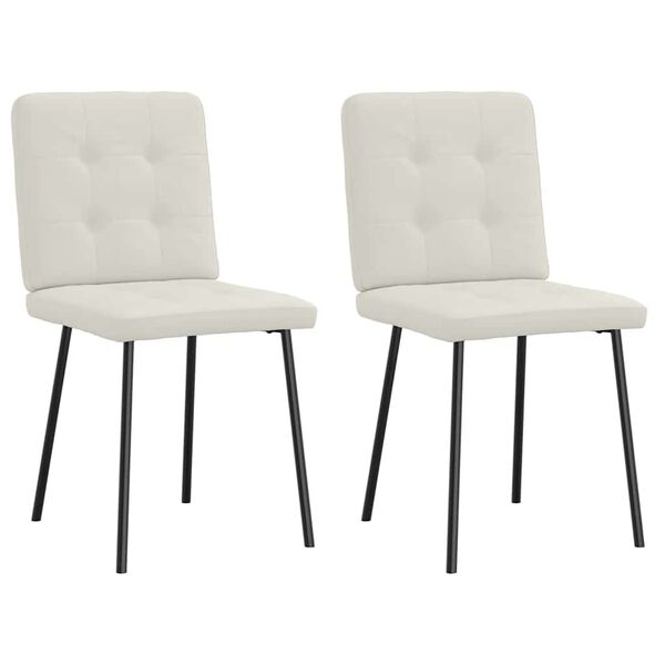 vidaXL Krzesła stołowe, 2 szt., kremowe, obite aksamitem
