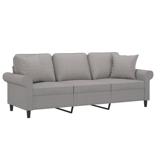 vidaXL 3-osobowa sofa wypoczynkowa z poduszkami, jasnoszara, 180 cm
