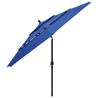 vidaXL 3-poziomowy parasol na aluminiowym słupku, lazurowy, 3,5 m