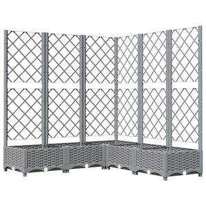 vidaXL Donica ogrodowa z kratką, jasnoszara, 120x120x121,5 cm, PP
