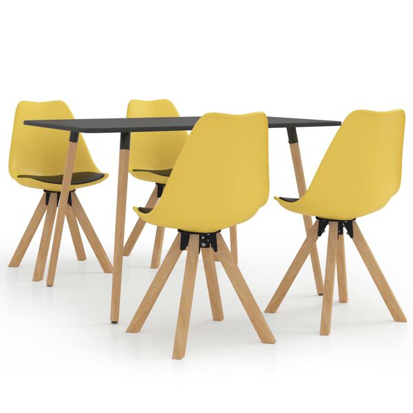 vidaXL 5-częściowy zestaw mebli jadalnianych, ż&oacute;łto-czarny