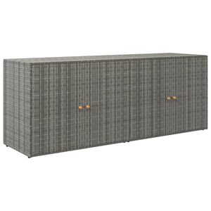 vidaXL Szafka ogrodowa, szara, 198x55,5x80 cm, rattan PE