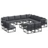 vidaXL Zestaw Sof na Ogr&oacute;d z poduszką 13 pcs Czarny Aluminium