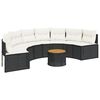 vidaXL Sofa ogrodowa, stolik i poduszki, p&oacute;łokrągła, czarny rattan PE