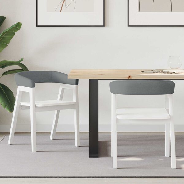 vidaXL Krzesła jadalne 2 pcs Biały 54 x 57 x 73 cm Lite drewno gumowe