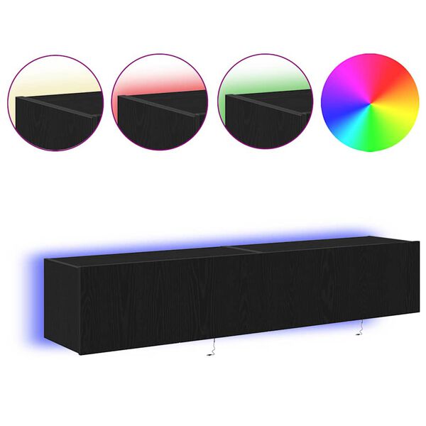 vidaXL Szafka pod telewizor 2 pcs Czarny Dąb 80 x 35 x 31 cm