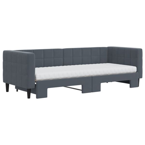 vidaXL Sofa rozsuwana z materacami, ciemnoszara, 80x200 cm, aksamit