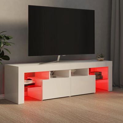 vidaXL Szafka TV z oświetleniem LED, biel z połyskiem, 140x36,5x40 cm