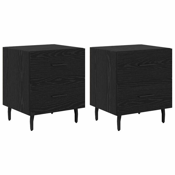 vidaXL Szafka Nocna z szufladą 2 pcs Czarny Dąb 40 x 35 x 47,5 cm
