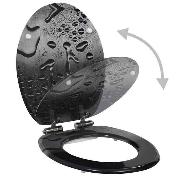 vidaXL Deski klozetowe wolnoopadające, 2 szt., MDF, wz&oacute;r w krople wody