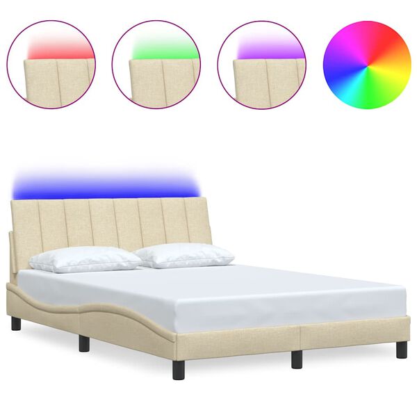 vidaXL Rama ł&oacute;żka bez materaca, Hanko, kremowa, 140x200 cm, obita tkaniną