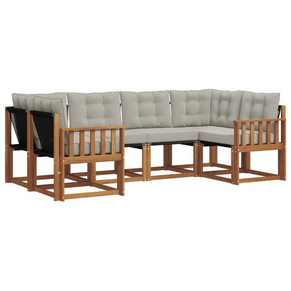 vidaXL Zestaw sof na zewnątrz z poduszką 6 pcs Naturalny i Jasny Szary