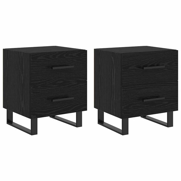 vidaXL Szafka Nocna z szufladą 2 pcs Czarny Dąb 40 x 35 x 47,5 cm