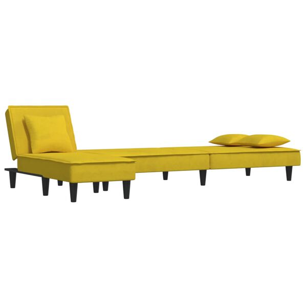 vidaXL Sofa rozkładana L, ż&oacute;łta, 255x140x70 cm, aksamit